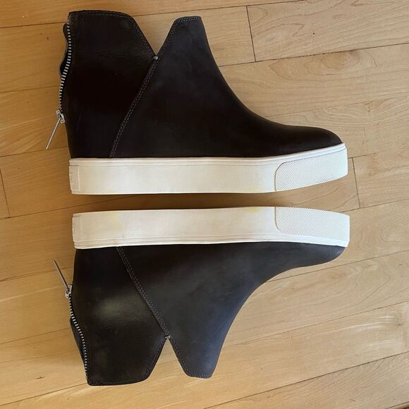 J/Slides Shea Sneaker Boot in Espresso Black Leather 8.5 M NWOB - Picture 6 of 14